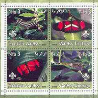 Eritrea 2002 Butterfliess #01 perf sheetlet containing set of 4 values with Scout Logo unmounted mint