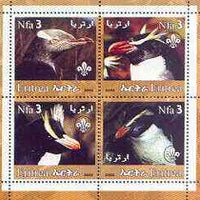 Eritrea 2002 Penguins #01 perf sheetlet containing set of 4 values with Scout Logo unmounted mint