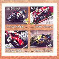 Eritrea 2002 Motorcycles #01 imperf sheetlet containing set of 4 values with Scout Logo unmounted mint