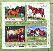 Eritrea 2002 Horses #01 perf sheetlet containing set of 4 values with Scout Logo unmounted mint