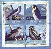 Eritrea 2002 Birds #01 perf sheetlet containing set of 4 values with Scout Logo unmounted mint