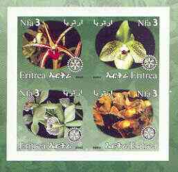 Eritrea 2002 Orchids #02 imperf sheetlet containing set of 4 values with Rotary Logo unmounted mint