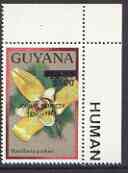 Guyana 1990 (?) John F Kennedy opt'd & surcharged $500 on $12.80 orchid (Maxillaria p) from World Personalities overprints, unmounted mint as SG type 465