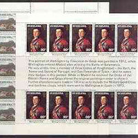 St Helena 1980 75th Anniversary of Wellington's Visit perf set of 2 each in sheetlets of 10 with text unmounted mint, SG 367-68