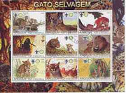 Angola 2000 Big Cats perf sheetlet containing set of 9 values (horiz format) each with Rotary & Scouts Logos, fine cto used