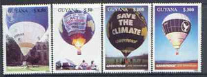 Guyana 1996 25th Anniversary of Greenpeace (Hot Air Balloons) perf set of 4 unmounted mint