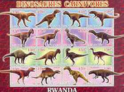 Rwanda 2001 Dinosaurs perf sheetlet #7 (Dinosaures Carnivores) containing set of 16 x 150f values unmounted mint