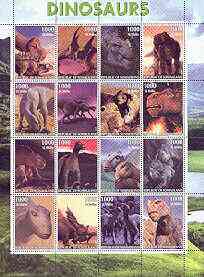 Somaliland 2001 Dinosaurs perf sheetlet #2 containing set of 16 values unmounted mint