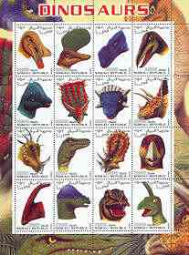 Somalia 2001 Dinosaurs perf sheetlet #1 containing set of 16 values (Heads only) unmounted mint