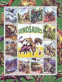 Timor (East) 2001 Dinosaurs perf sheetlet #1 containing set of 16 values unmounted mint