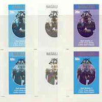 Nagaland 1986 Royal Wedding imperf sheetlet of 4 opt'd Duke & Duchess of York in gold, the set of 4 progressive proofs, comprising single colour, 2-colour plus two x 3-colour combinations, each with opt. (16 proofs) unmounted mint