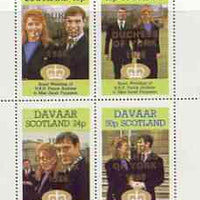 Davaar Island 1986 Royal Wedding perf sheetlet of 4 opt'd Duke & Duchess of York in gold, unmounted mint