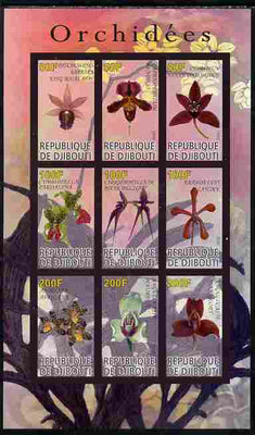 Djibouti 2010 Orchids imperf sheetlet containing 9 values unmounted mint