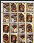 Abkhazia 2000 Primates perf sheetlet containing 4 se-tenant strips of 4 unmounted mint