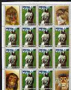 Abkhazia 2000 Statue of Primate perf sheetlet containing 4 se-tenant blocks of 4 (12 x 1.50 stamps plus 4 label) unmounted mint