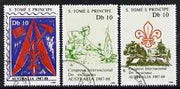 St Thomas & Prince Islands 1988 Scouts Congress perf set of 3, fine cto used