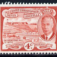 St Kitts-Nevis 1952 KG6 Brimstone Hill 4c from Pictorial def set unmounted mint SG 97