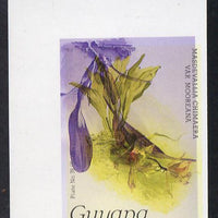 Guyana 1985-89 Orchids Series 2 plate 78 (Sanders' Reichenbachia) unmounted mint imperf single in black & yellow colours only with blue & red from another value (plate 89) printed inverted, most unusual and spectacular