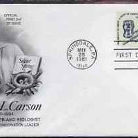 United States 1980-88 Great Americans - Rachel L Carson 17c on illustrated cover with first day cancel, SG 1825