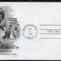 United States 1980 Literary Arts - Edith Wharton (novelist) on illustrated cover with first day cancel, SG 1805