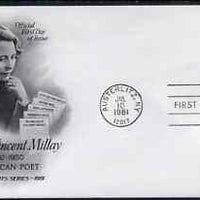 United States 1981 Literary Arts - Edna St Vincent Millay (poet) on illustrated cover with first day cancel, SG 1900