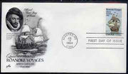 United States 1984 Explorers - 400th Anniversary of Raleigh's Expedition to Roanoke Island on illustrated cover with first day cancel, SG 2090