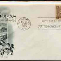 United States 1955 200th Anniversary of Fort Ticonderoga on illustrated cover with first day cancel, SG 1073