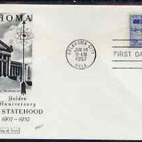 United States 1957 50th Anniversary of Oklahoma Statehood on illustrated cover with first day cancel, SG 1094