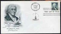 United States 1954-65 Paul Revere 25c def on illustrated cover with first day cancel, SG 1048