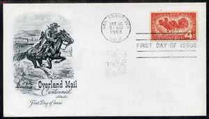 United States 1958 Overland Mail Centenary on illustrated cover with first day cancel, SG 1119