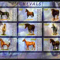 Djibouti 2010 Horses perf sheetlet containing 9 values unmounted mint