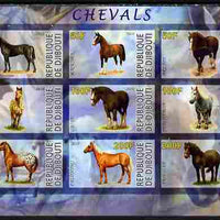 Djibouti 2010 Horses imperf sheetlet containing 9 values unmounted mint