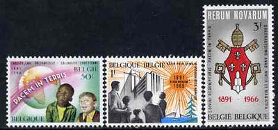 Belgium 1966 75th Anniversary of Papal Encyclical (Rerum Novarum) set of 3 unmounted mint, SG 1959-61