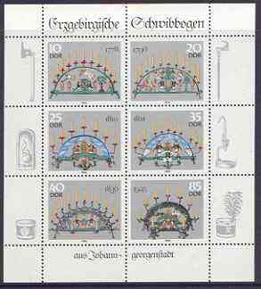 Germany - East 1986 Candle Holders from the Erzgebirge perf sheetlet containing set of 6 values unmounted mint, SG E2766a