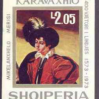 Albania 1973 400th Birth Anniversary of Caravaggio imperf m/sheet (Man in Feathered Hat) unmounted mint, SG MS 1555