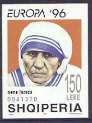 Albania 1996 Europa - Famous Women (Mother Teresa) imperf m/sheet unmounted mint, SG MS 2628