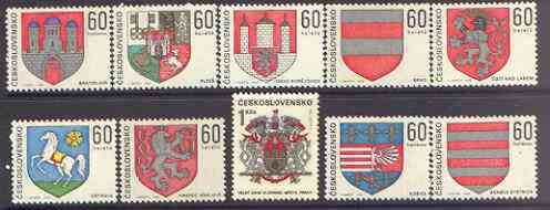 Czechoslovakia 1968 Arms of Regional Capitals (1st series) perf set of 10 unmounted mint, SG 1770-79