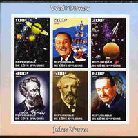 Ivory Coast 2004 Walt Disney & Jules Verne imperf sheetlet containing 6 values unmounted mint. Note this item is privately produced and is offered purely on its thematic appeal