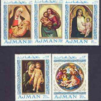 Ajman 1968 Paintings of the Madonna perf set of 5 unmounted mint, Mi 327-31