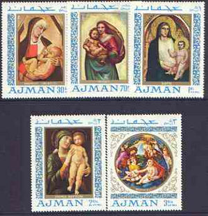 Ajman 1968 Paintings of the Madonna perf set of 5 unmounted mint, Mi 327-31