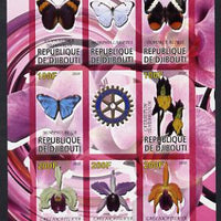 Djibouti 2010 Butterflies & Orchids #2 imperf sheetlet containing 8 values plus label with Rotary logo unmounted mint