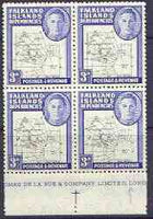 Falkland Islands Dependencies 1946-49 KG6 Thin Maps 3d block of 4, one stamp with 'dotted T in South' unmounted mint