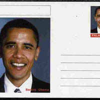 Palatine (Fantasy) Personalities - Barack Obama (44th USA President) postal stationery card unused and fine