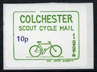 Cinderella - Great Britain 1994 Colchester Cycle Mail Scout Post 10p self-adhesive label in green & blue (tete-beche pairs price x 2)