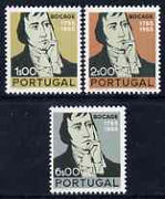 Portugal 1966 Birth Bicentenary of Manuel du Bocage (poet) perf set of 3 unmounted mint, SG 1309-11