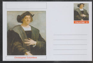 Palatine (Fantasy) Personalities - Christopher Columbus (explorer) postal stationery card unused and fine