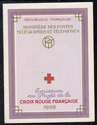 France 1958 Red Cross Booklet complete and very fine, SG XSB8, Yv 2007