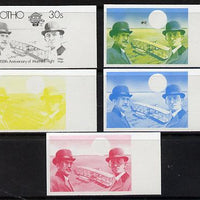 Lesotho 1983 Manned Flight 30s (Wright Brothers & Flyer) x 5 imperf progressive colour proofs comprising the 4 individual colours plus 2-colour composite (as SG 546) gutter pairs available price x 2