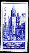 Australia 1950 National Philatelic Exhibition & Centenary perf label in blue inscribed 'On to Melbourne', minor wrinkles but unmounted mint*