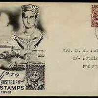 Australia 1950 Stamp Centenary perf se-tenant pair on illustrated cover with first day cancel